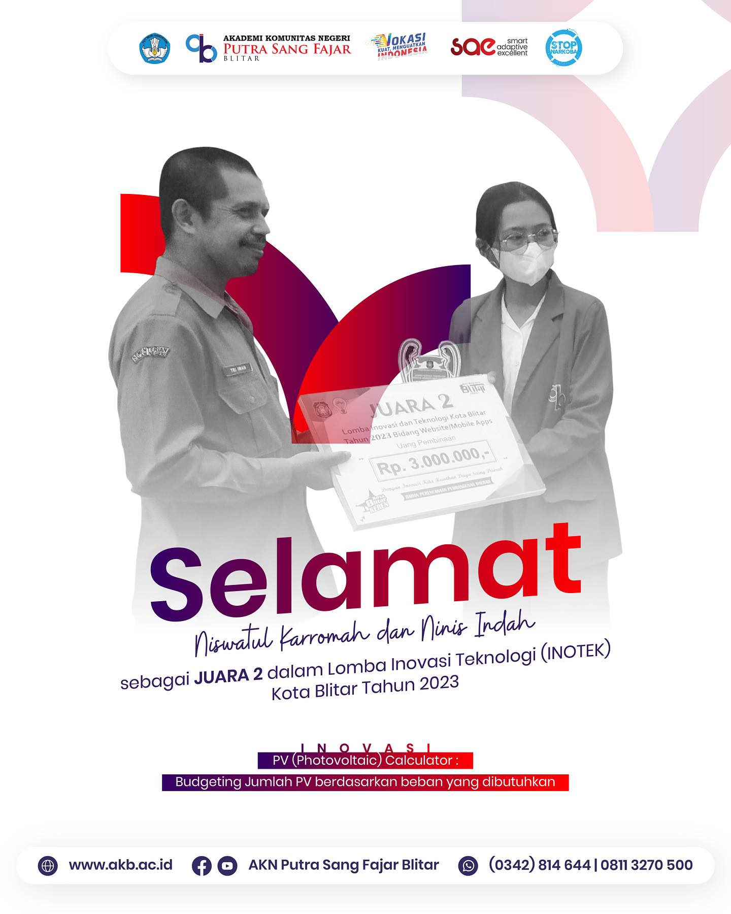 Mahasiswa AKB Juara Lomba Inovasi Teknologi (Inotek) Kota Blitar Tahun 2023